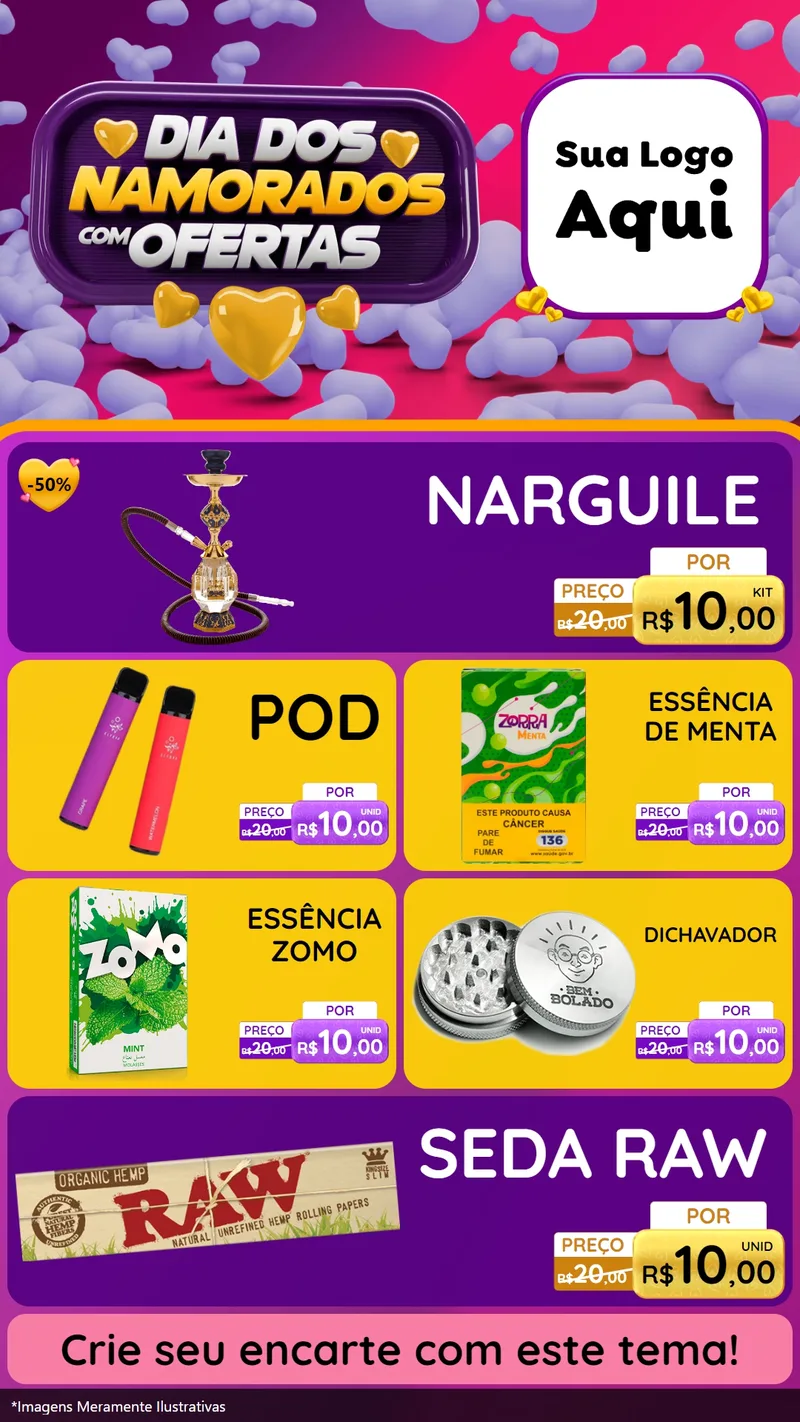 Modelo de TV para TV Vertical com o tema Dia Dos Namorados Com Ofertas para Tabacaria