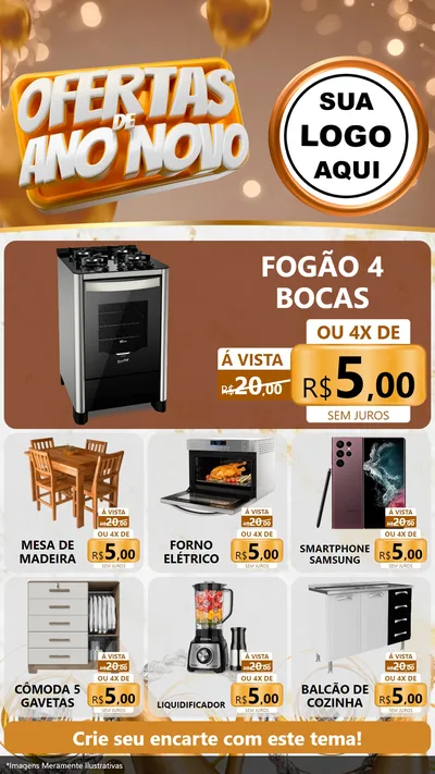 Modelo de Rede Social para Stories com o tema Ofertas de Ano Novo para Móveis e Eletro