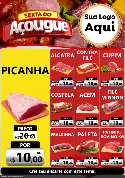 Modelo de Encarte para Encarte A4 Vertical com o tema Sexta do Açougue para Açougue
