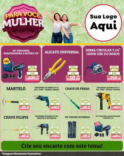 Modelo de Rede Social para Feed Instagram com o tema Para Você Mulher para Maquinas e Ferramentas