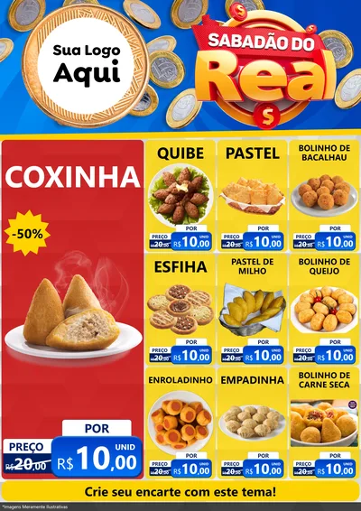 Modelo de Encarte para Encarte A4 Vertical com o tema Sabadão do Real para Salgadaria