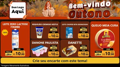 Modelo de TV para TV Horizontal com o tema Bem-vindo Outono para Frios e Laticínios