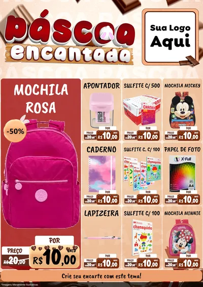Modelo de Encarte para Encarte A4 Vertical com o tema Páscoa Encantada para Papelaria