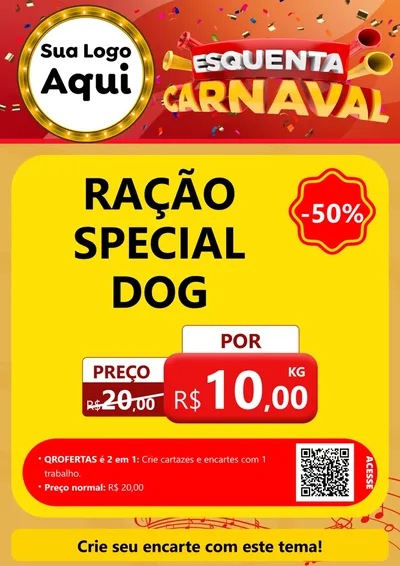 Modelo de Cartaz para Cartaz A4 Vertical com o tema Esquenta Carnaval para Pet Shop