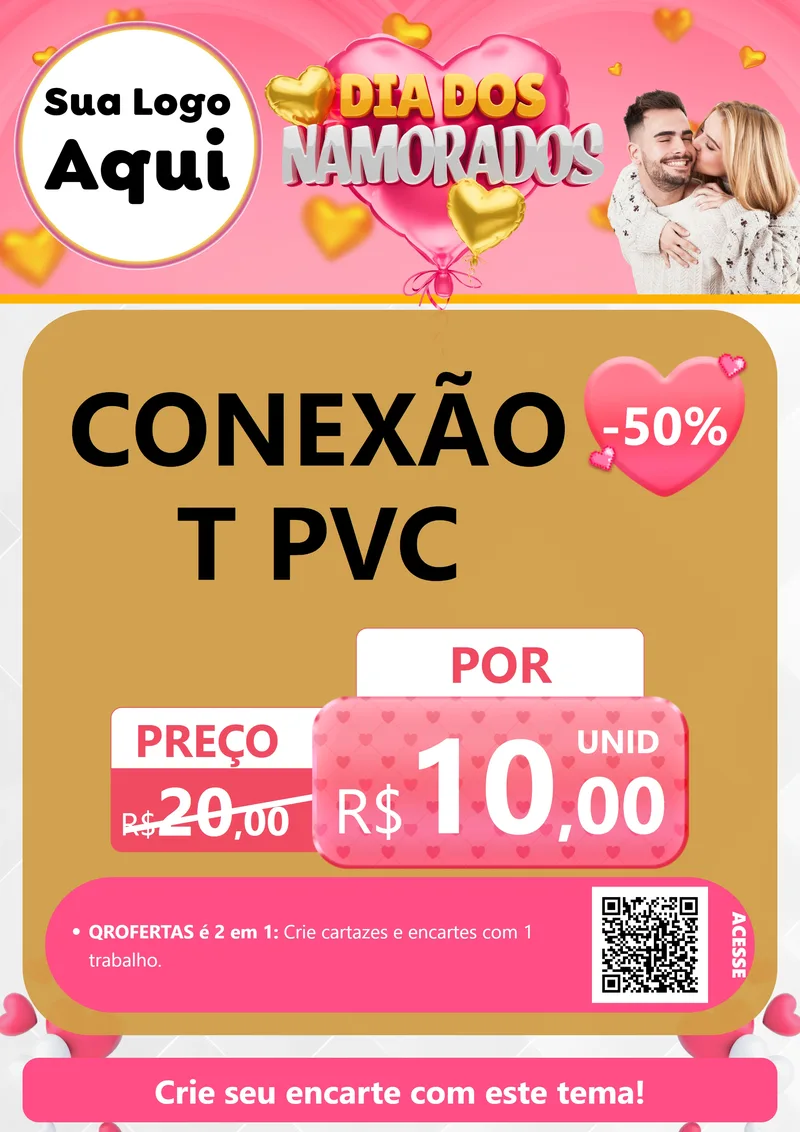 Modelo de Cartaz para Cartaz A4 Vertical com o tema Dia dos Namorados para Tubos e conexões