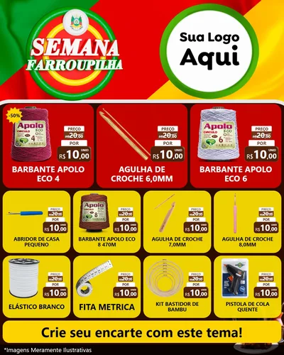 Modelo de Rede Social para Feed Instagram com o tema Semana Farroupilha para Armarinho e Aviamentos