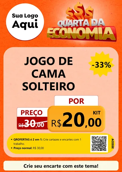 Modelo de Cartaz para Cartaz A4 Vertical com o tema Quarta da Economia para Cama, Mesa e Banho