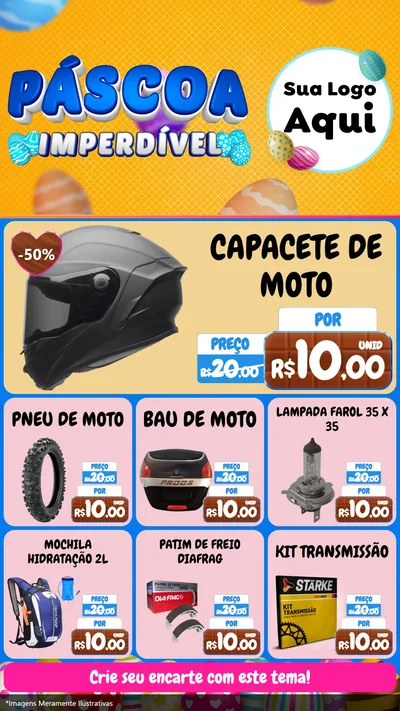 Modelo de Rede Social para Stories com o tema Páscoa Imperdível para Moto peças