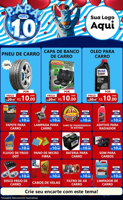 Modelo de Encarte para Encarte Grande com o tema Papai Nota 10 para Auto peças