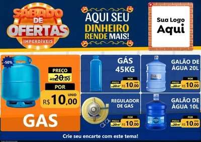 Modelo de Encarte para Encarte A4 Horizontal com o tema Sábado de Ofertas Imperdíveis para Água e gás