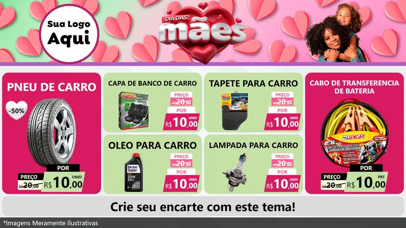 Modelo de TV para TV Horizontal com o tema Dia das Mães para Auto peças