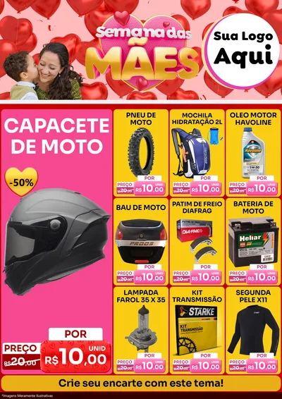Modelo de Encarte para Encarte A4 Vertical com o tema Semana Das Mães para Moto peças