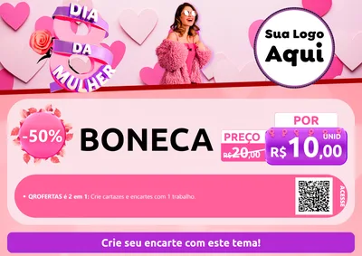Modelo de Cartaz para Cartaz A4 Horizontal com o tema Dia da Mulher para Brinquedos