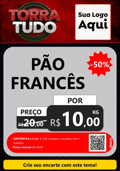 Modelo de Cartaz para Cartaz A4 Vertical com o tema Torra Tudo para Padaria