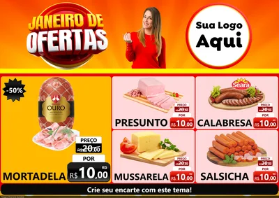 Modelo de Encarte para Encarte A4 Horizontal com o tema Janeiro de Ofertas para Frios e Laticínios