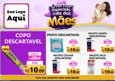 Modelo de Encarte para Encarte A4 Horizontal com o tema Ofertas Especiais - Mês das Mães para Embalagens