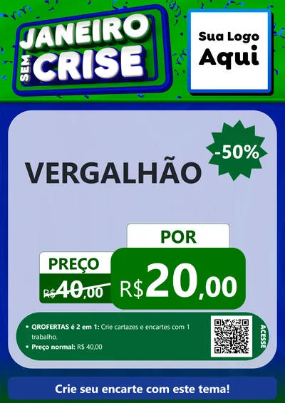 Modelo de Cartaz para Cartaz A4 Vertical com o tema Janeiro Sem Crise para Ferragens