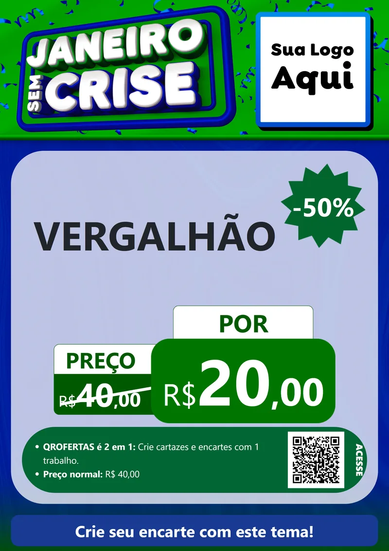Modelo de Cartaz para Cartaz A4 Vertical com o tema Janeiro Sem Crise para Ferragens