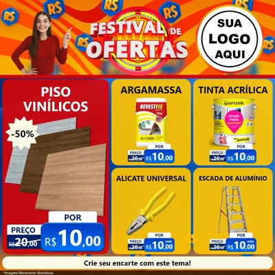Modelo de Rede Social para Feed Facebook com o tema Festival de Ofertas para Material para Construção