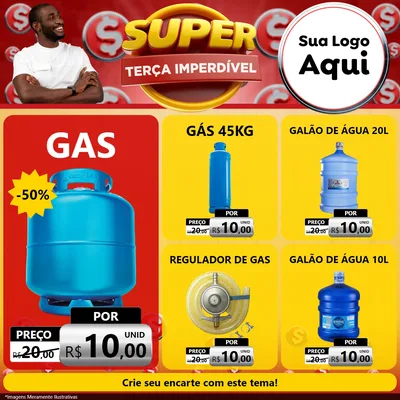 Modelo de Rede Social para Feed Facebook com o tema Super Terça Imperdível para Água e gás