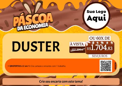 Modelo de Cartaz para Cartaz A4 Horizontal com o tema Páscoa da Economia para Concessionaria de Carros
