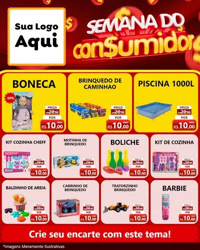 Modelo de Rede Social para Feed Instagram com o tema Semana do Consumidor para Brinquedos