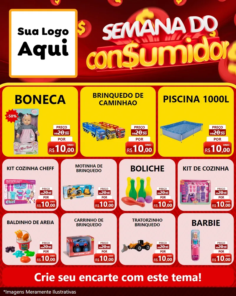 Modelo de Rede Social para Feed Instagram com o tema Semana do Consumidor para Brinquedos