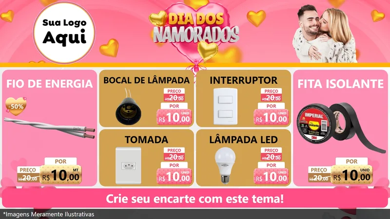 Modelo de TV para TV Horizontal com o tema Dia dos Namorados para Materiais Elétricos