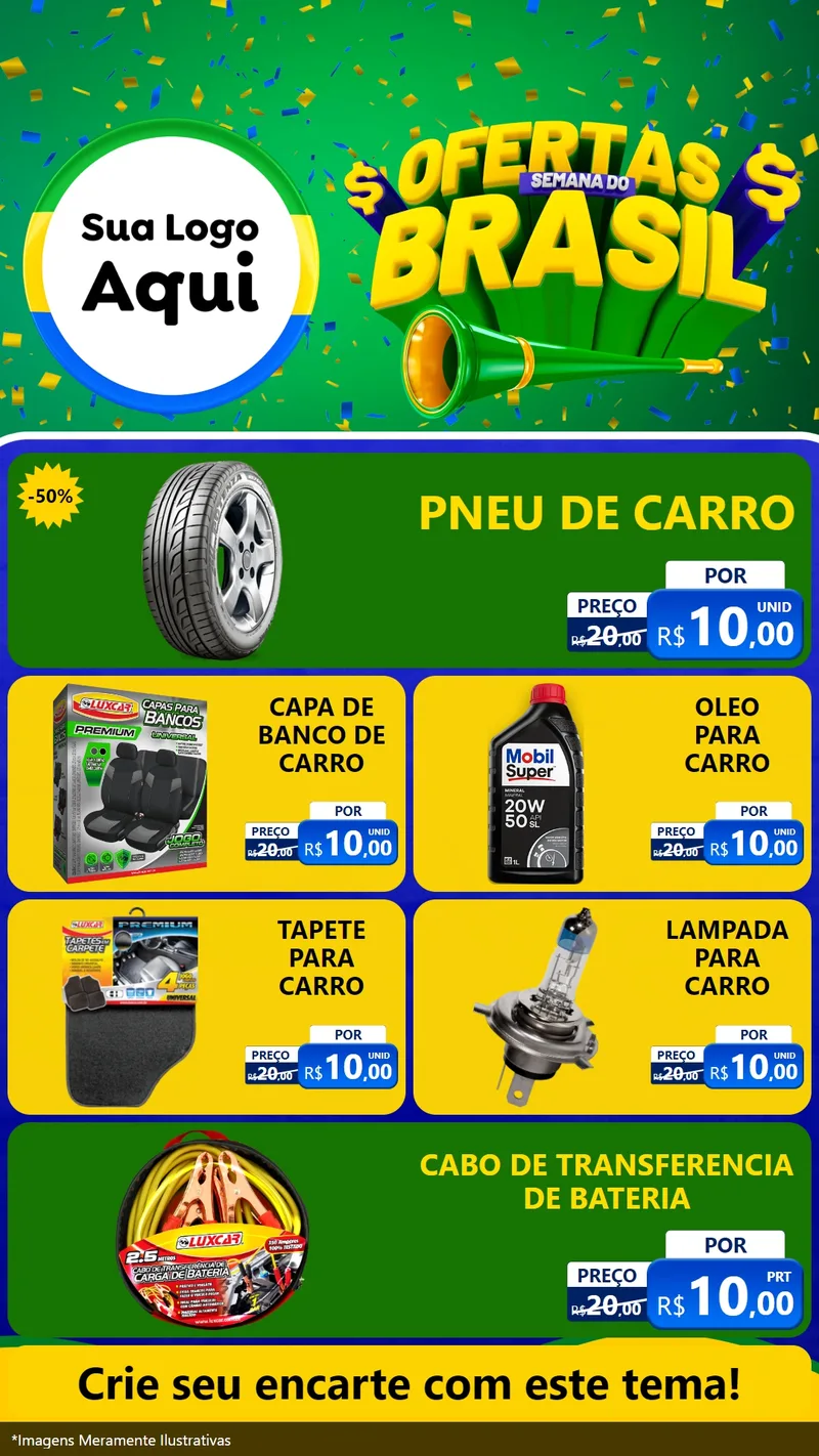 Modelo de TV para TV Vertical com o tema Ofertas Semana do Brasil para Auto peças