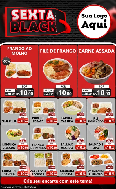 Modelo de Encarte para Encarte Grande com o tema Sexta Black para Restaurante