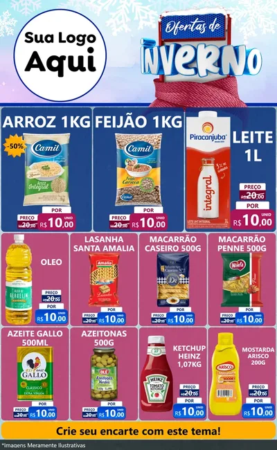 Modelo de Encarte para Encarte Grande com o tema Ofertas de Inverno para Supermercado
