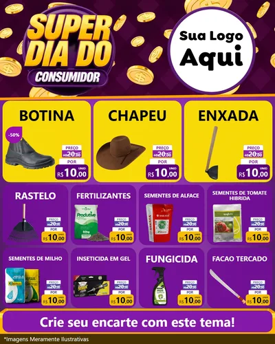 Modelo de Rede Social para Feed Instagram com o tema Super Dia do Consumidor para Agropecuária
