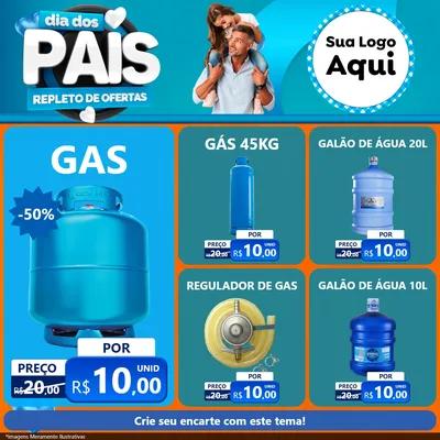 Modelo de Rede Social para Feed Facebook com o tema Dia Dos Pais Repleto de Ofertas para Água e gás