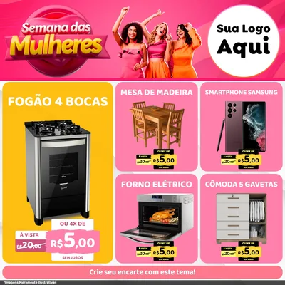Modelo de Rede Social para Feed Facebook com o tema Semana das Mulheres para Móveis e Eletro
