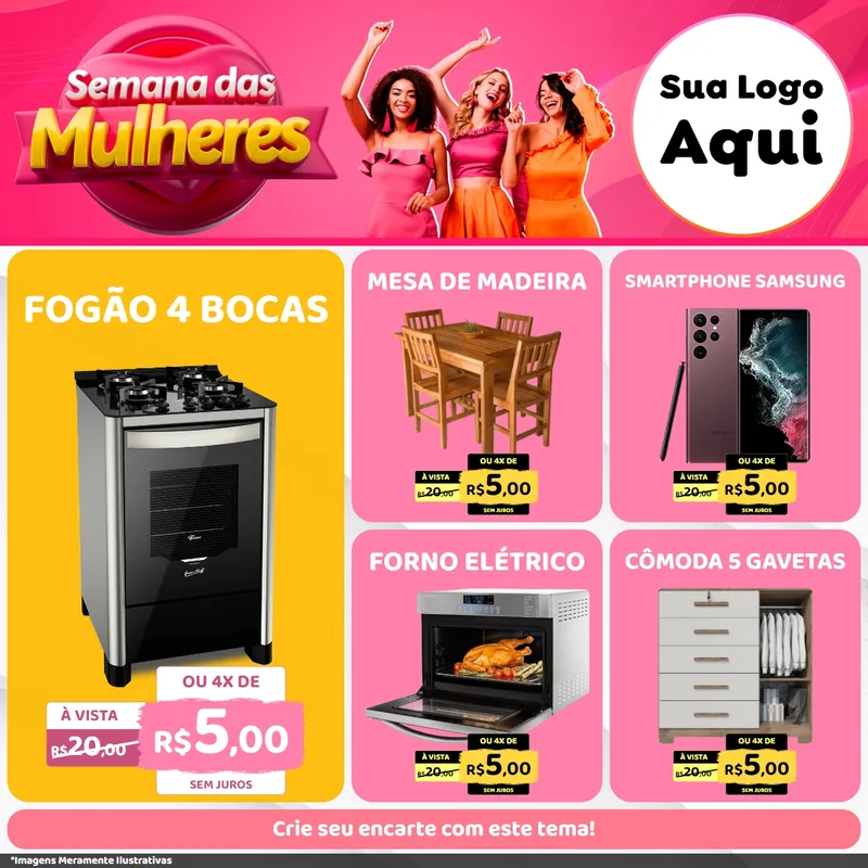 Modelo de Rede Social para Feed Facebook com o tema Semana das Mulheres para Móveis e Eletro