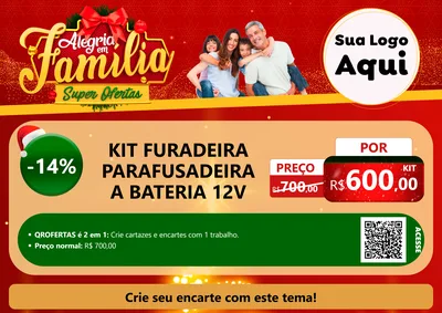Modelo de Cartaz para Cartaz A4 Horizontal com o tema Alegria em Família Super Ofertas - Natal para Maquinas e Ferramentas