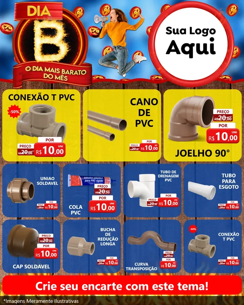Modelo de Rede Social para Feed Instagram com o tema Dia B - O Dia Mais Barato Do Mês para Tubos e conexões