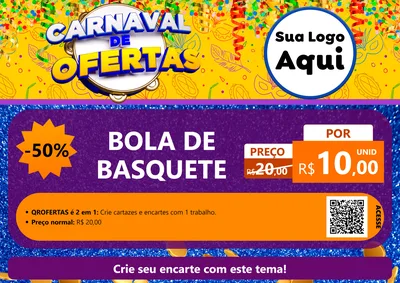 Modelo de Cartaz para Cartaz A4 Horizontal com o tema Carnaval de Ofertas para Artigos Esportivos