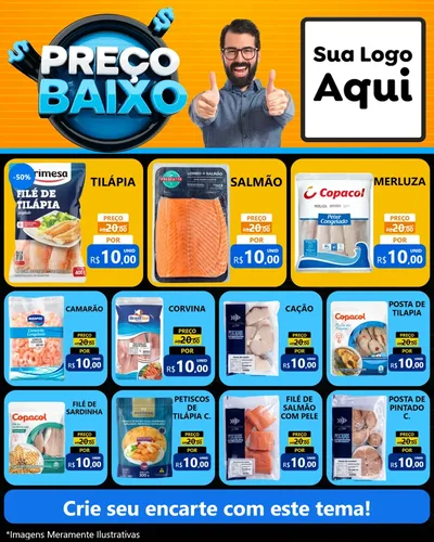Modelo de Rede Social para Feed Instagram com o tema Preço Baixo para Peixaria