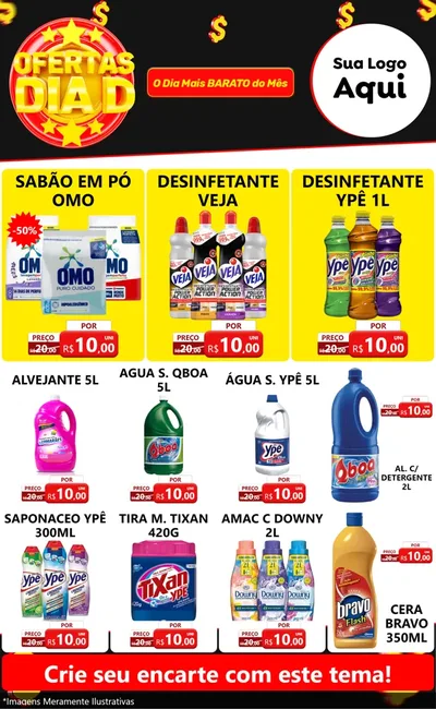 Modelo de Encarte para Encarte Grande com o tema Dia D para Produtos de Limpeza