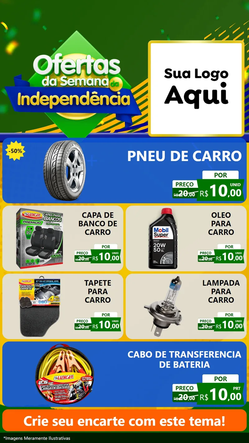 Modelo de TV para TV Vertical com o tema Ofertas da Semana da Independência para Auto peças