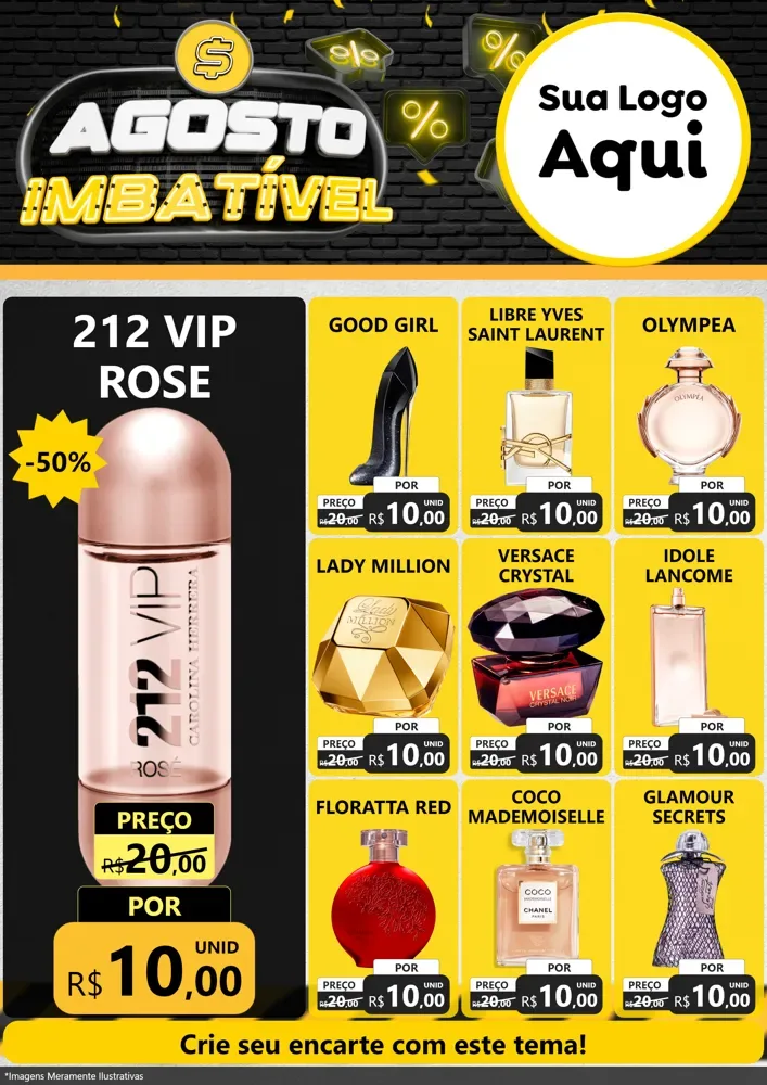Modelo de Encarte para Encarte A4 Vertical com o tema Agosto Imbatível para Perfumes