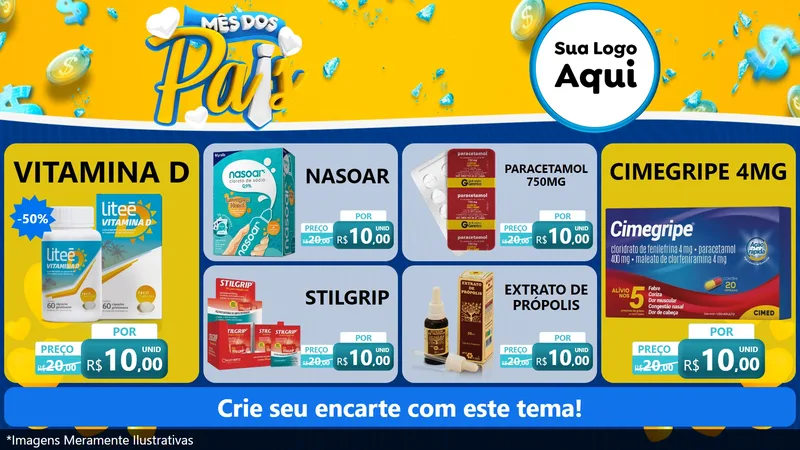 Modelo de TV para TV Horizontal com o tema Mês dos Pais para Farmácia