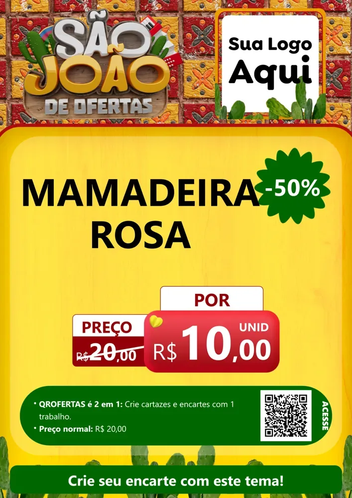 Modelo de Cartaz para Cartaz A4 Vertical com o tema São João de Muitas Ofertas - Junina para Bebês