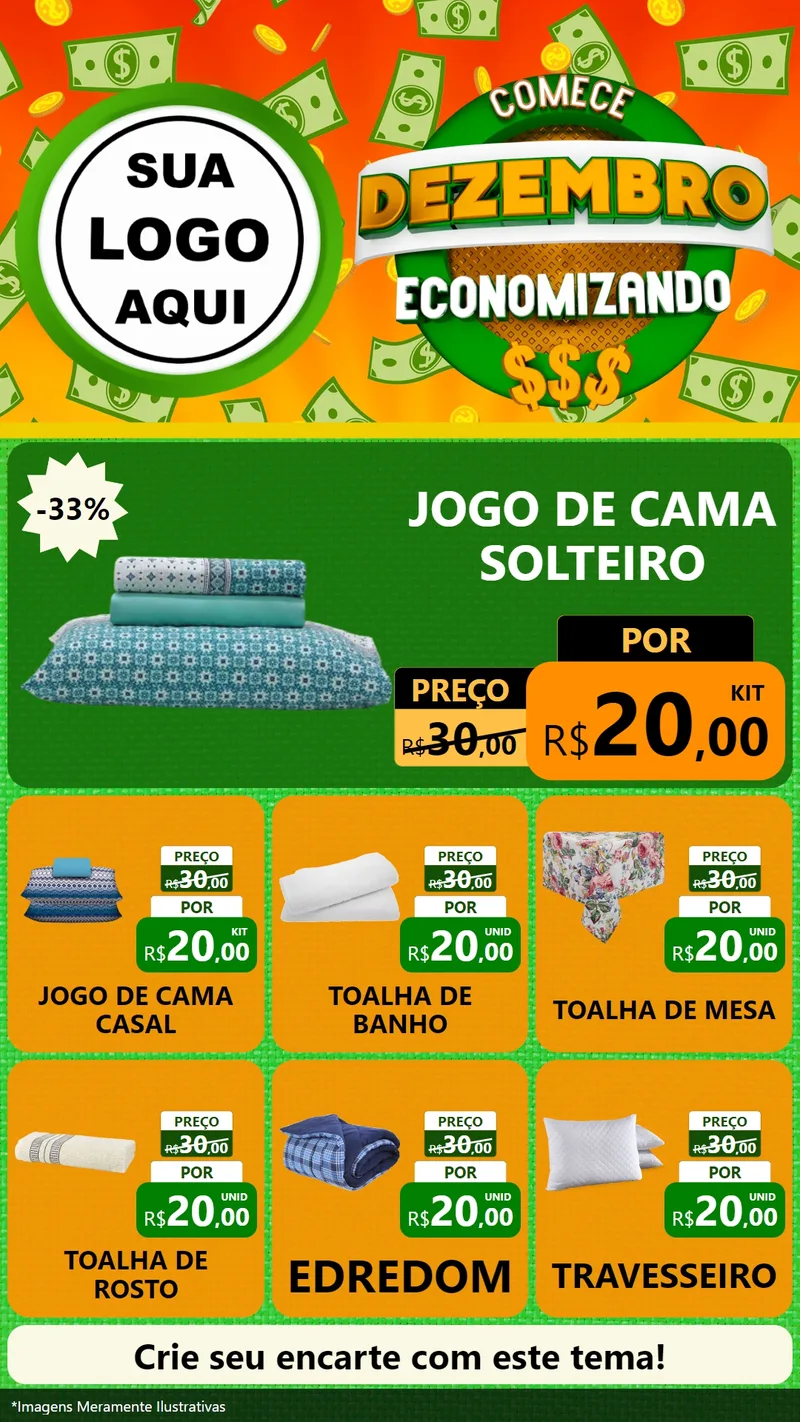 Modelo de Rede Social para Stories com o tema Comece Dezembro Economizando para Cama, Mesa e Banho