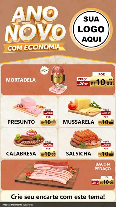 Modelo de TV para TV Vertical com o tema Ano Novo Com Economia para Frios e Laticínios