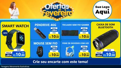 Modelo de TV para TV Horizontal com o tema Ofertas de Fevereiro para Informática