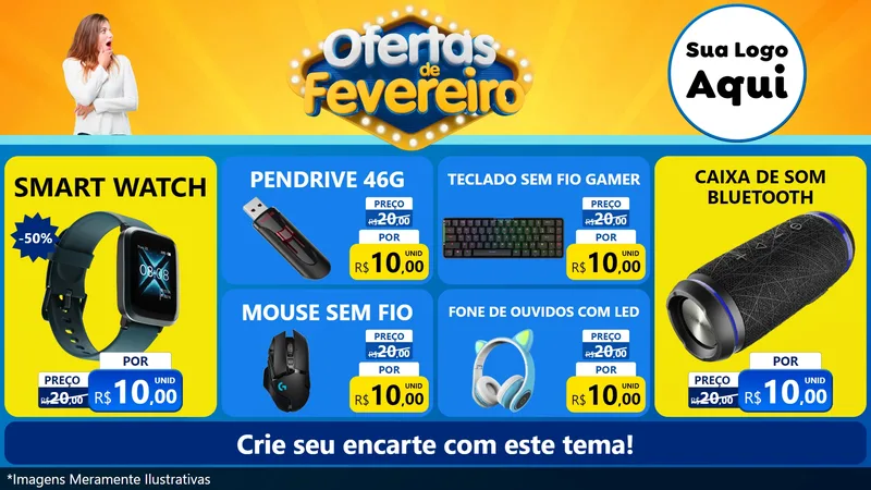 Modelo de TV para TV Horizontal com o tema Ofertas de Fevereiro para Informática