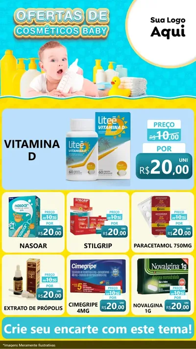 Modelo de Rede Social para Stories com o tema Ofertas de Cosméticos Baby para Farmácia