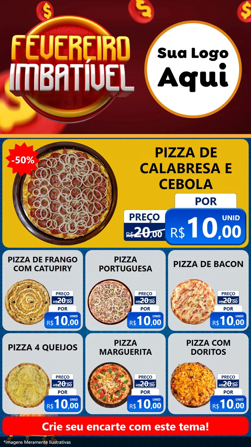 Modelo de Rede Social para Stories com o tema Fevereiro Imbatível para Pizzaria